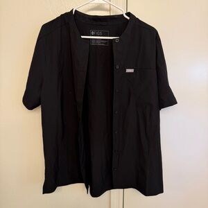 FIGS Black Technical Collection Button-Up Scrub Top Women’s XL w Pockets